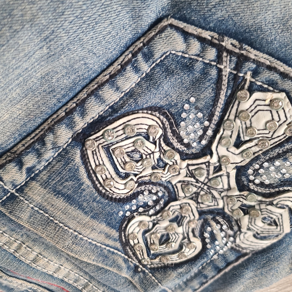 Low Rise Boot Cute Vintage Distressed Cowgirl Jeans - Picture 11 of 12